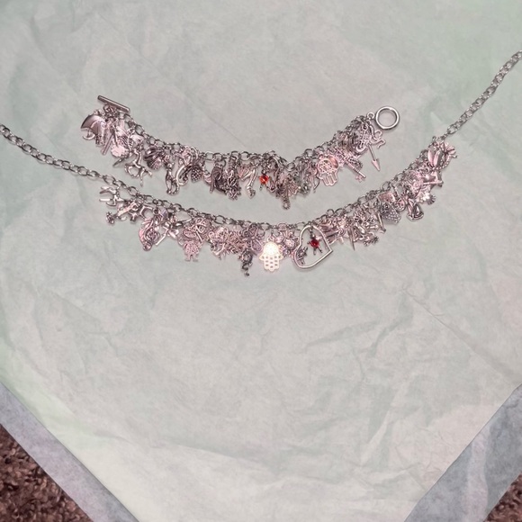 Silver Charm Bracelet with Necklace. Junk style - Picture 6 of 12